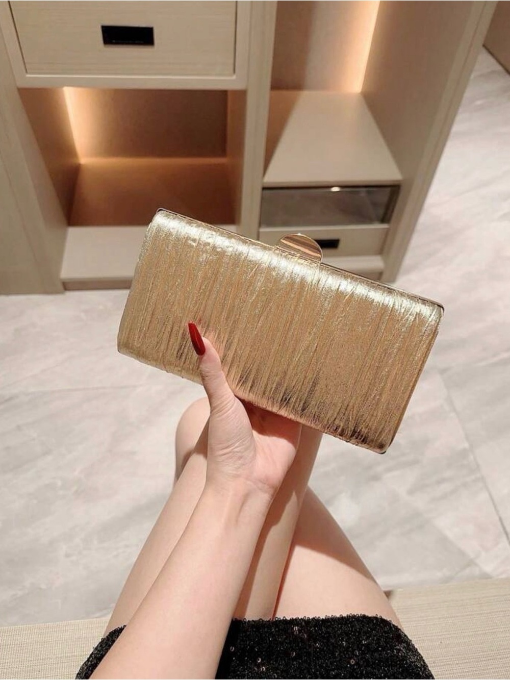 Elegant Metallic Gold Evening Clutch NWT